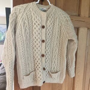 Vintage Kinvara Handknit Wool Cardigan sweater